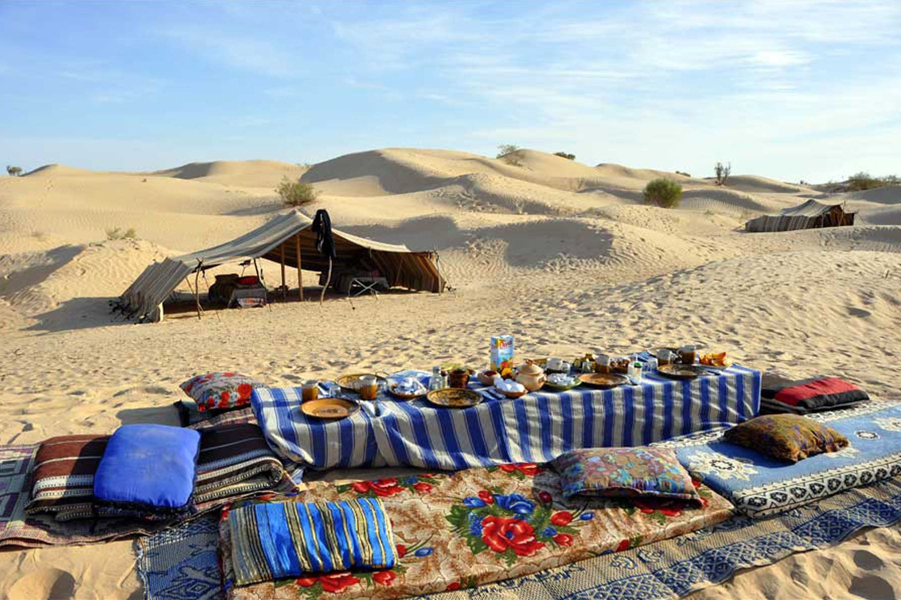 Overnight in the Tunisian Sahara desert under a tent